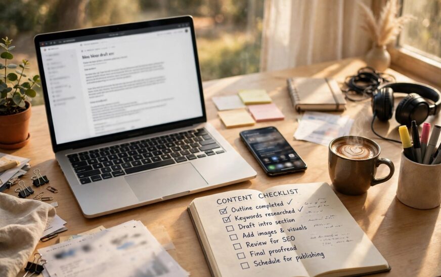 FTC affiliate disclosure requirements 2026 explained on a creator desk with a blog draft and checklist