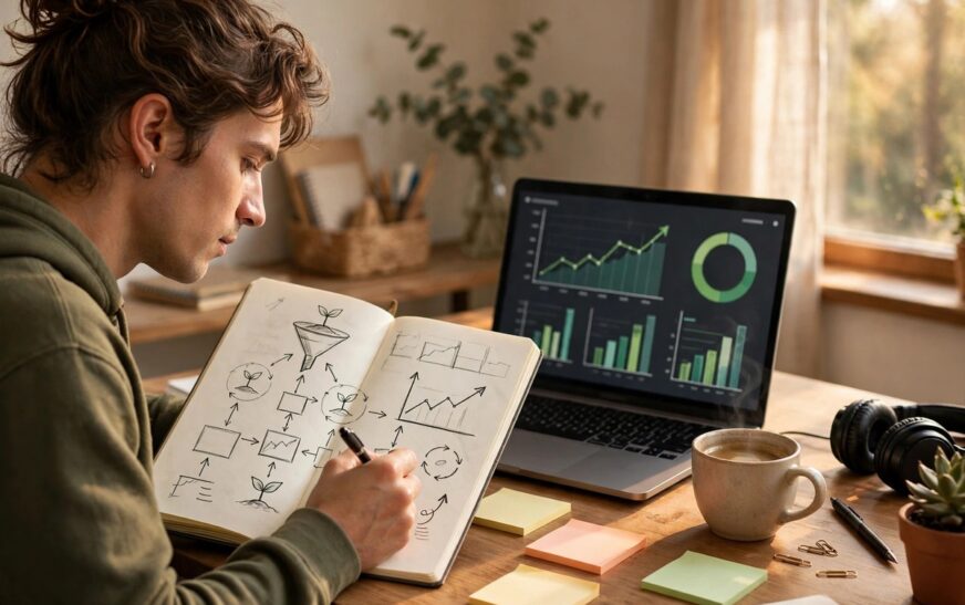 Newsletter growth strategies for creators 2026: creator planning a newsletter growth roadmap at a desk