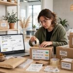 How to write AI prompts for ad copy: a marketer drafting ad headlines at a laptop