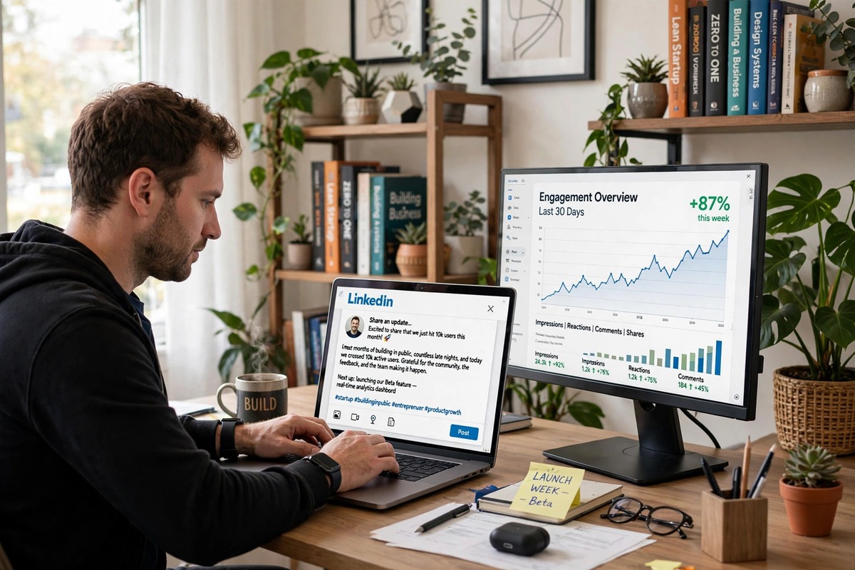 Marketer working through a weekly optimization checklist on a laptop
